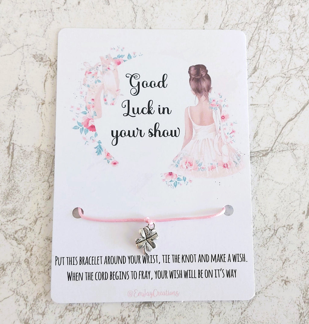 Good Luck in your dance show Ballerina Wish Bracelet, Dance Show Gift, dance show good luck gift