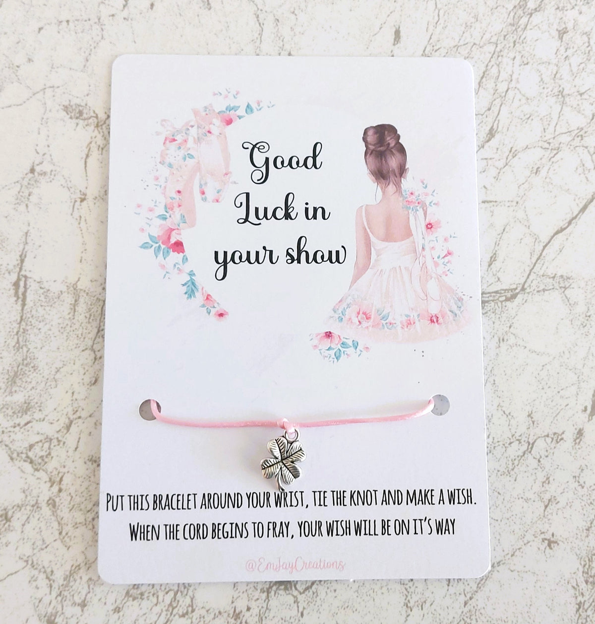 Good Luck in your dance show Ballerina Wish Bracelet, Dance Show Gift, dance show good luck gift