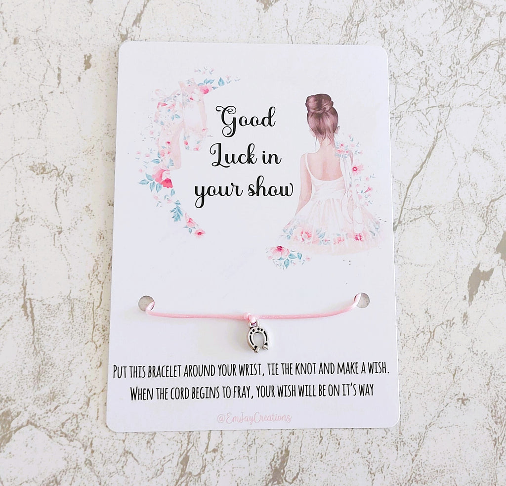 Good Luck in your dance show Ballerina Wish Bracelet, Dance Show Gift, dance show good luck gift
