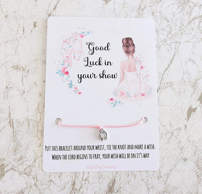 Good Luck in your dance show Ballerina Wish Bracelet, Dance Show Gift, dance show good luck gift