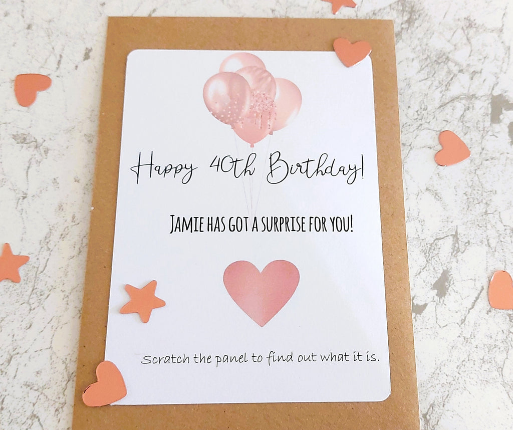 personalised 40th Birthday Surprise Scratch Card: Rose Gold Reveal