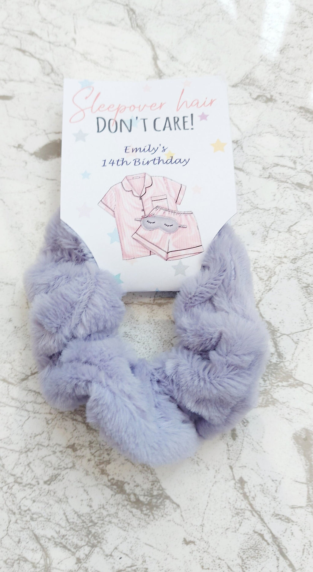 Personalised Plush Sleepover Scrunchie Party Favours, sleepover party bags, party bag fillers, sleepover party gift