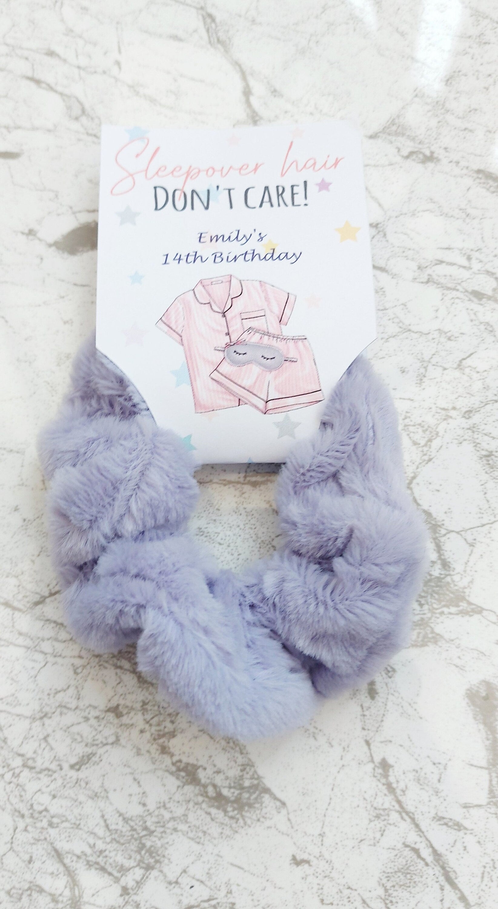 Personalised Plush Sleepover Scrunchie Party Favours, sleepover party bags, party bag fillers, sleepover party gift
