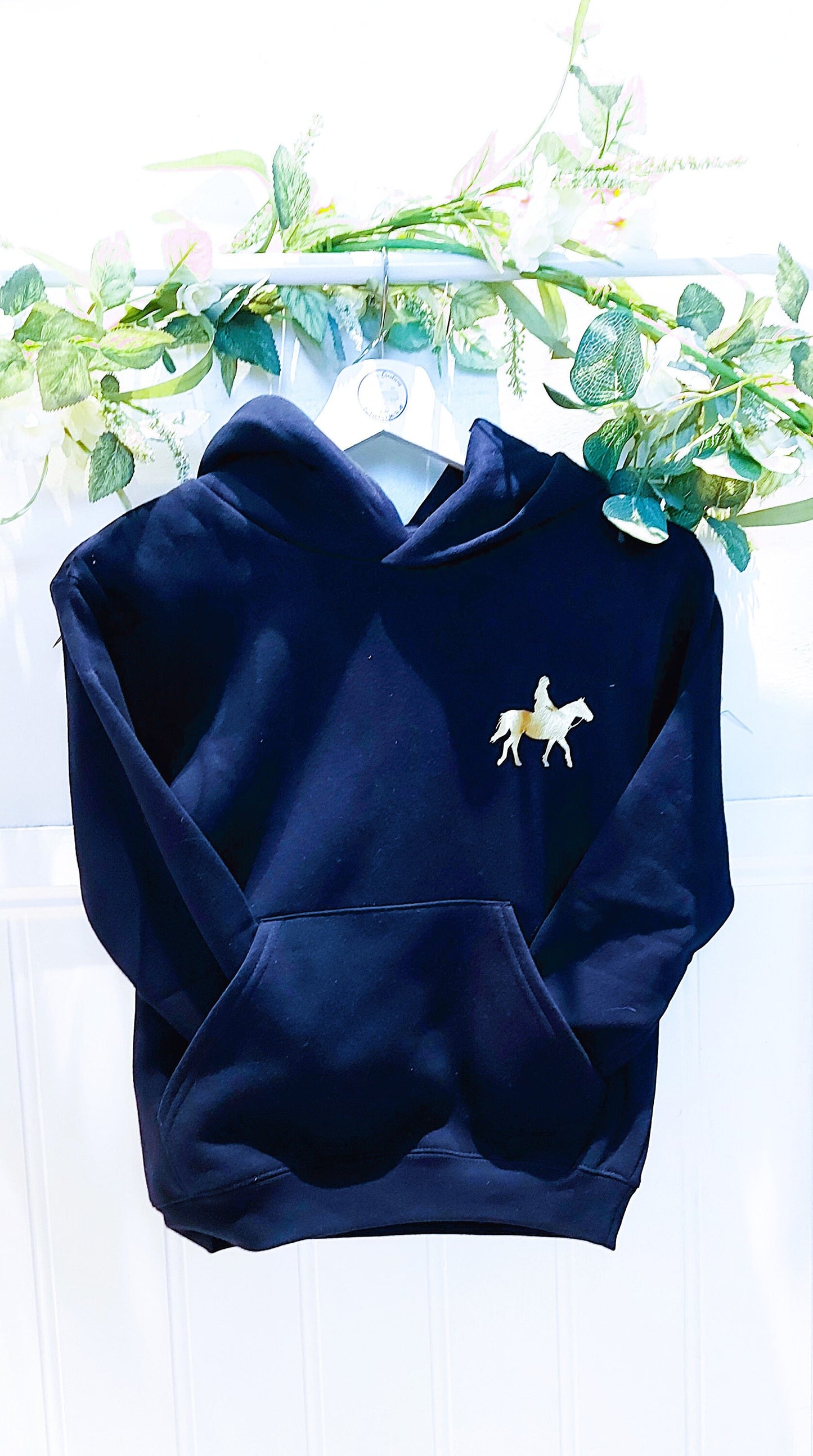 personalised Navy Horse Riding Hoodie: Equestrian Gift
