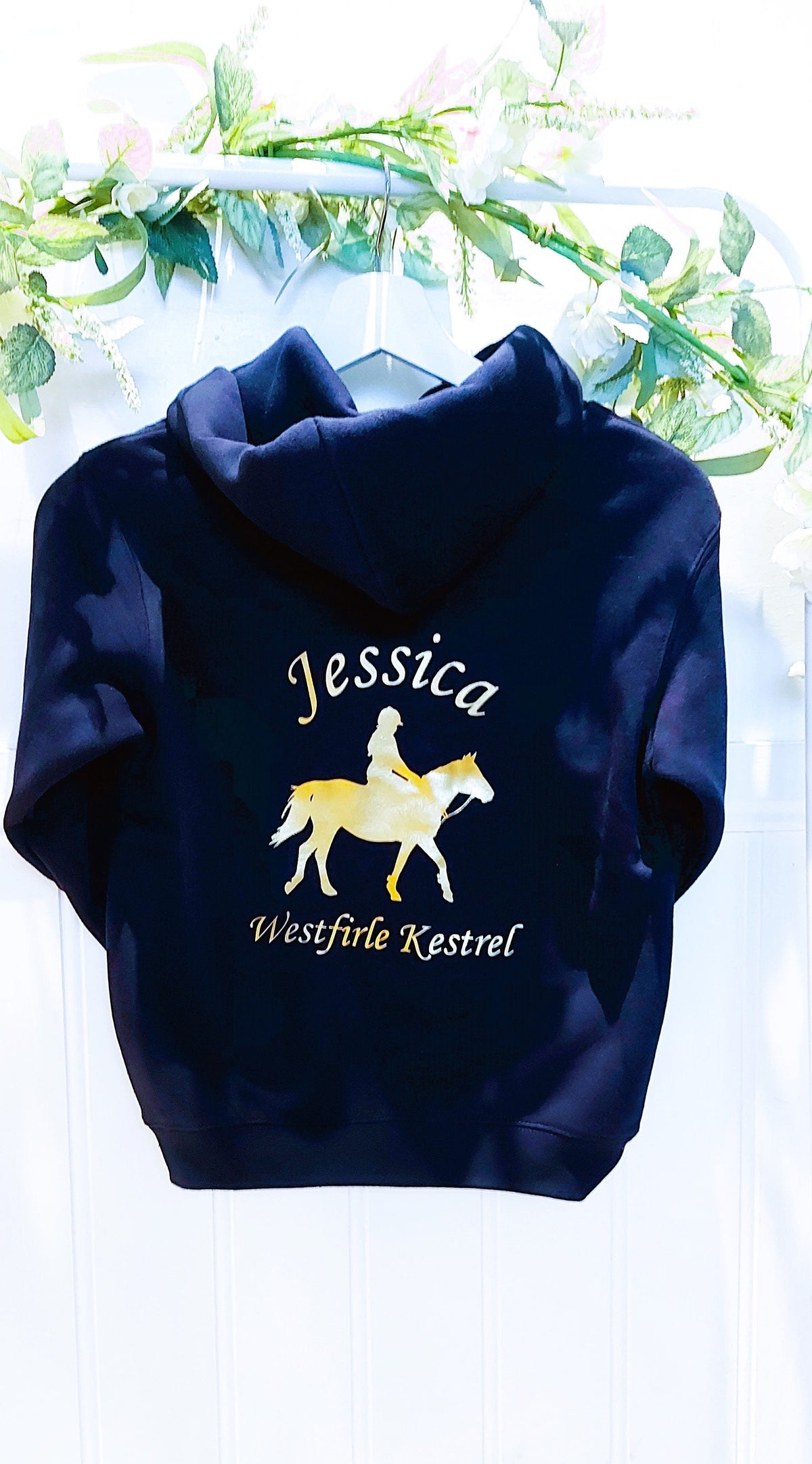 personalised Navy Horse Riding Hoodie: Equestrian Gift