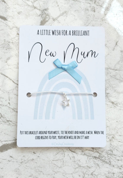New Mum Wish Bracelet, gift for a new Mum, mailable new baby gift, mum of boys