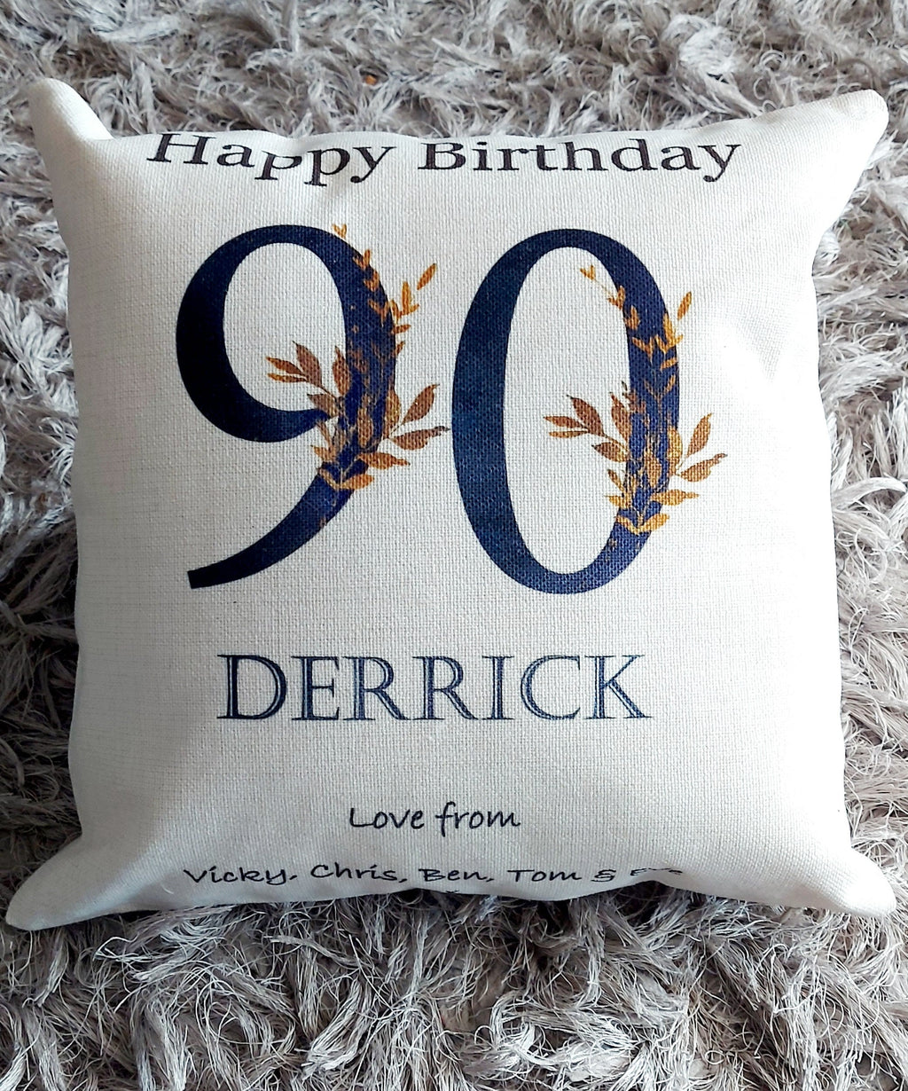 Personalised 90th Birthday Cushion for Dad, 90th Birthday cushion, 90th birthday gift for Grandad