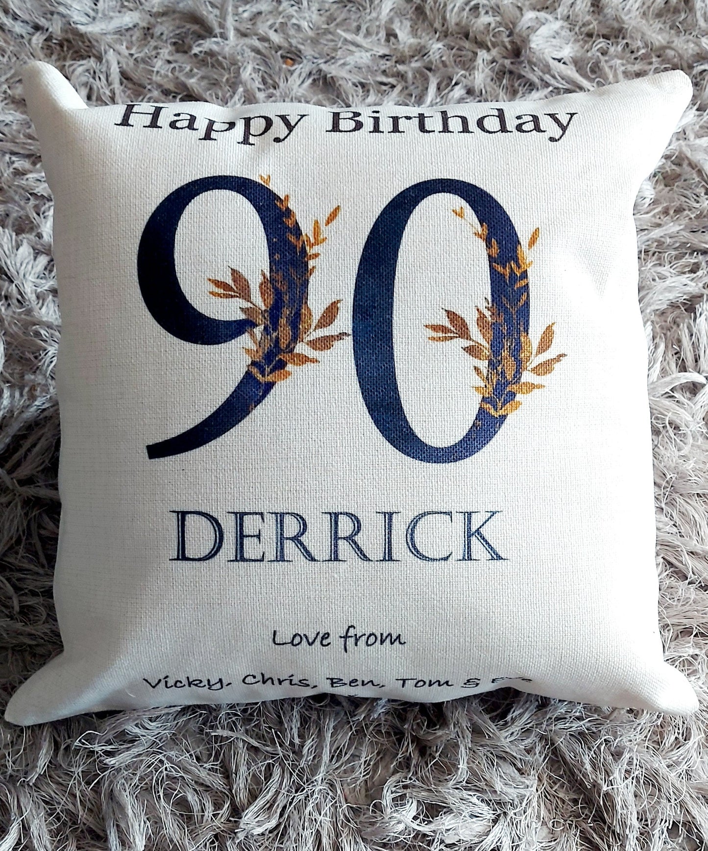 Personalised 90th Birthday Cushion for Dad, 90th Birthday cushion, 90th birthday gift for Grandad