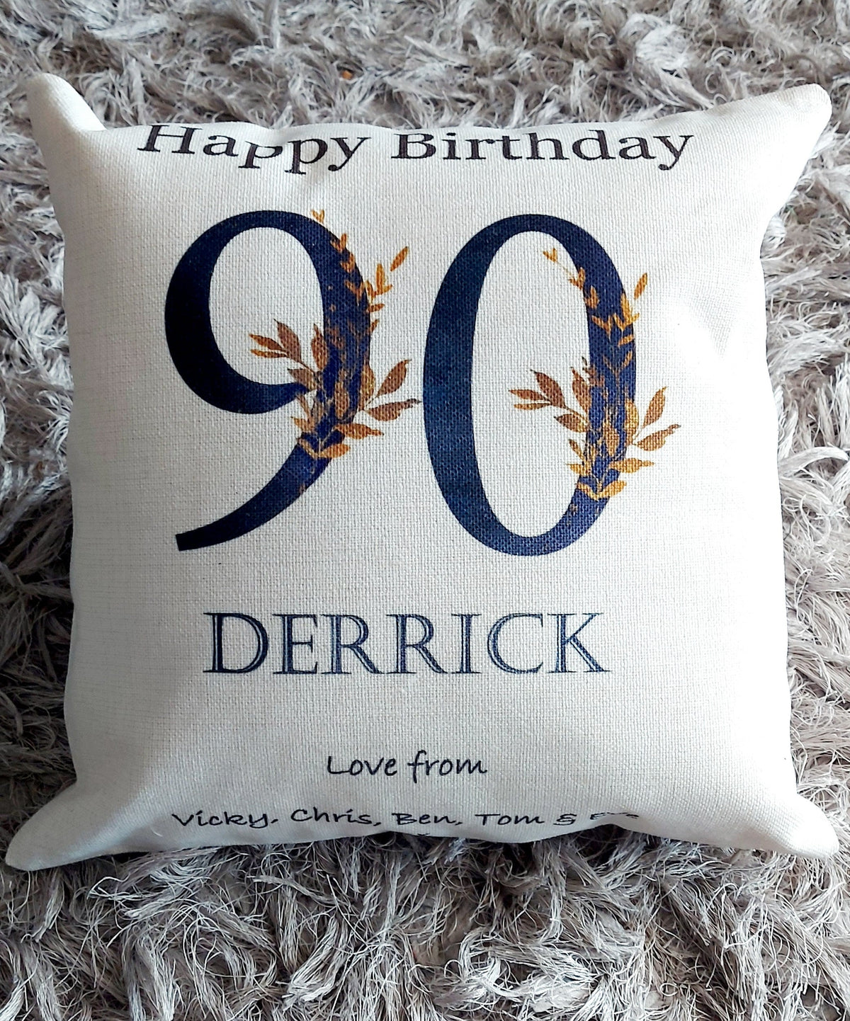 Personalised 90th Birthday Cushion for Dad, 90th Birthday cushion, 90th birthday gift for Grandad