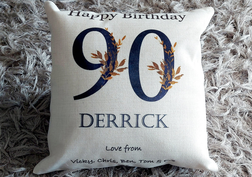 Personalised 90th Birthday Cushion for Dad, 90th Birthday cushion, 90th birthday gift for Grandad