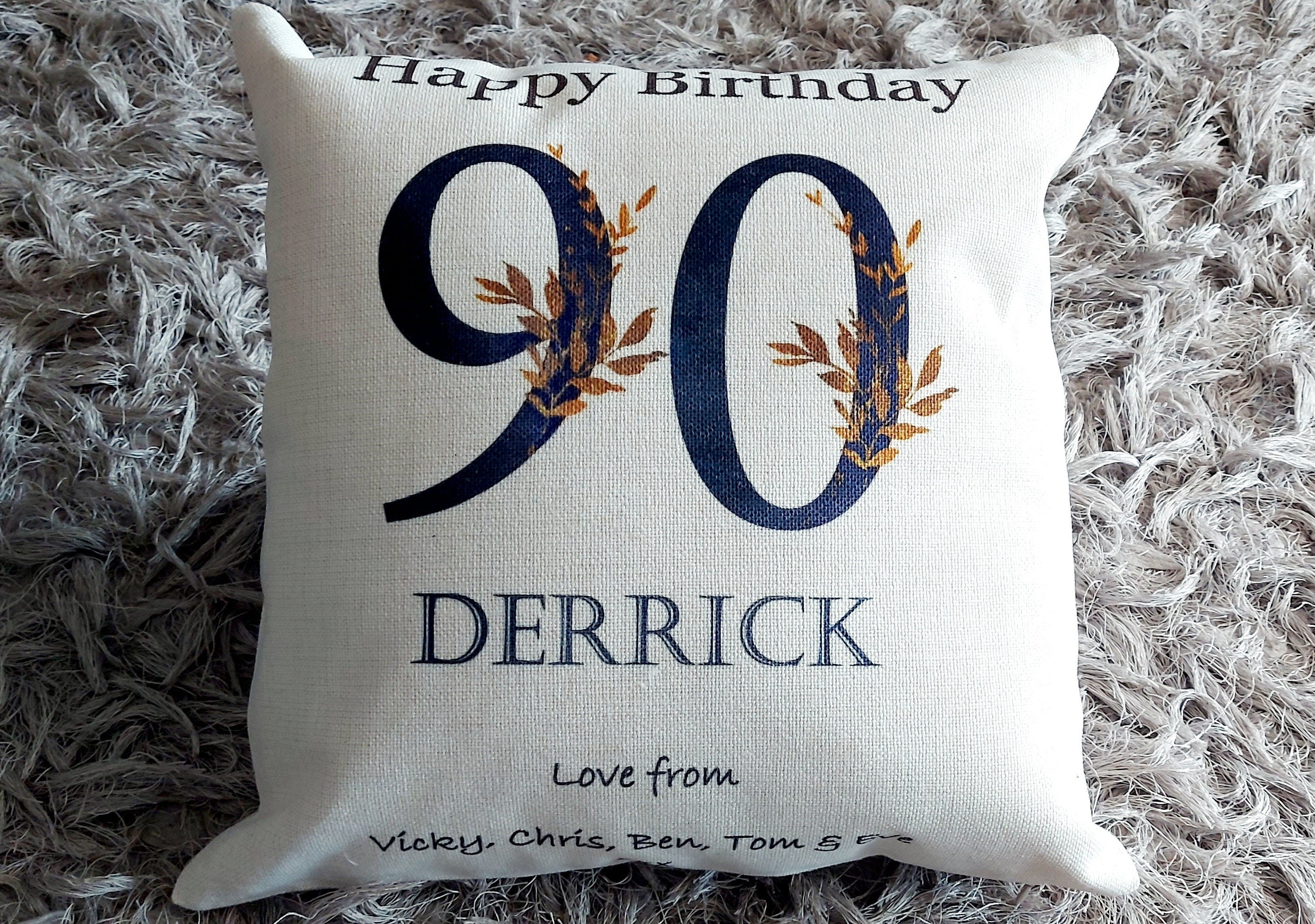 Personalised 90th Birthday Cushion for Dad, 90th Birthday cushion, 90th birthday gift for Grandad