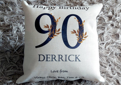 Personalised 90th Birthday Cushion for Dad, 90th Birthday cushion, 90th birthday gift for Grandad