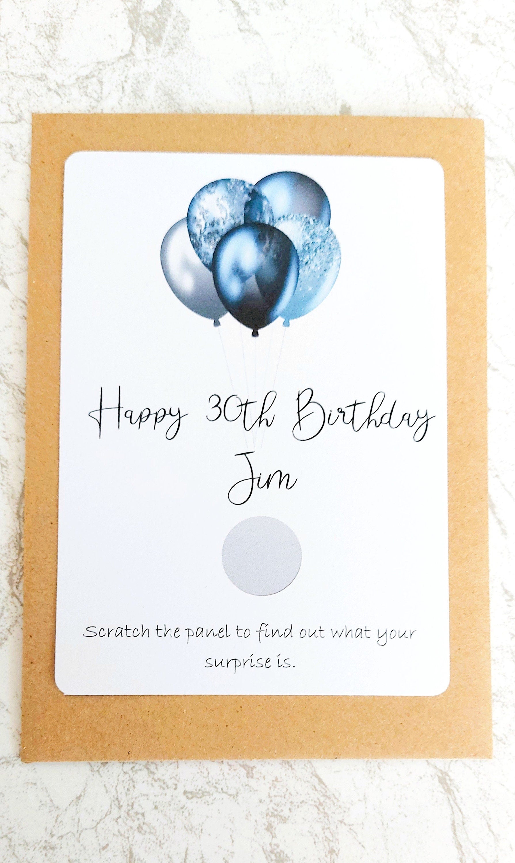 personalised 40th Birthday Surprise Scratch Card: Blue Balloon Reveal