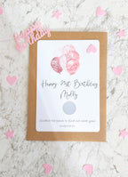 personalised 21st Birthday Scratch Card: Pink Balloon Surprise Reveal