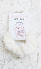 Personalised Plush Sleepover Scrunchie Party Favours, sleepover party bags, party bag fillers, sleepover party gift