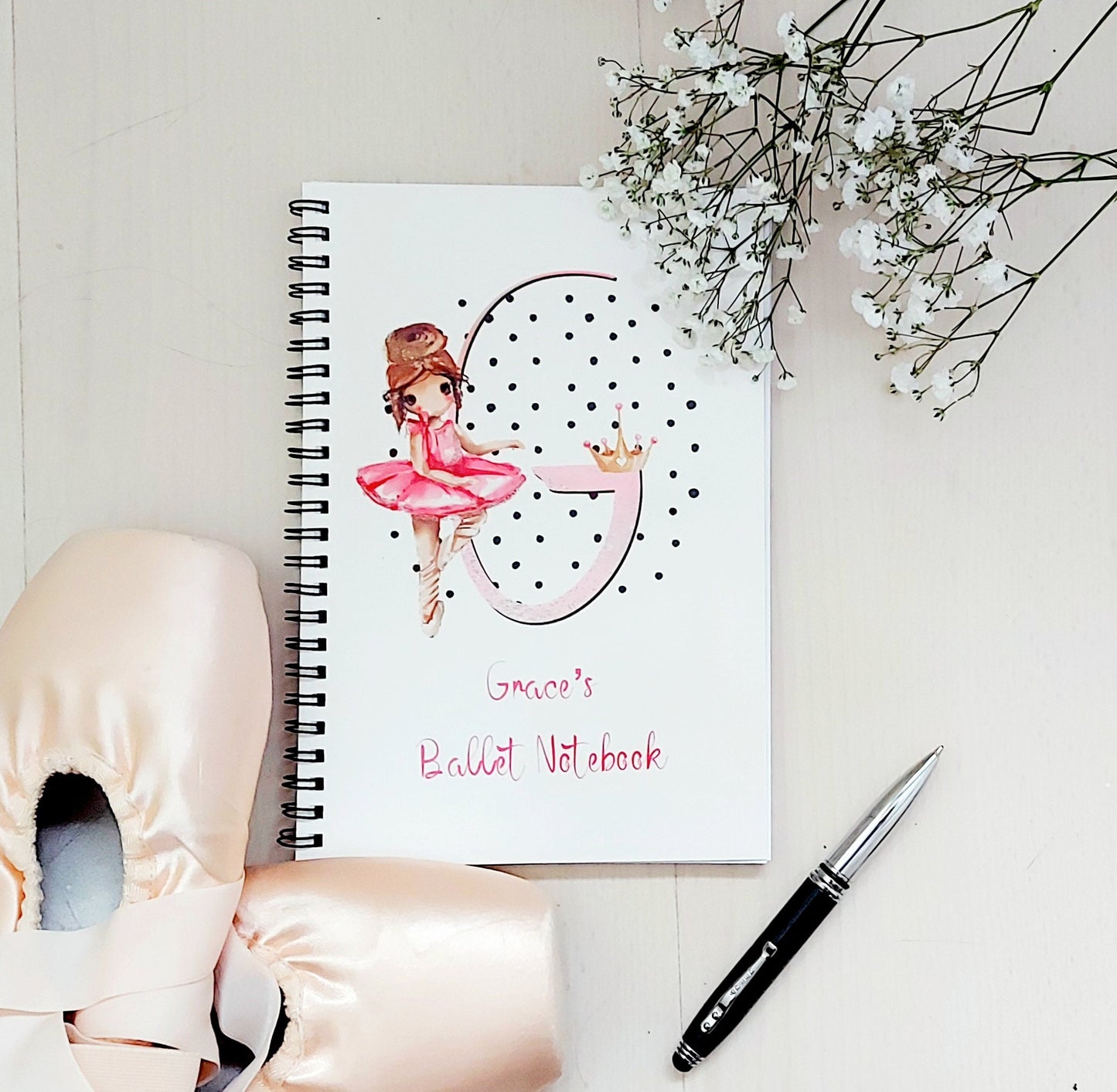 Personalised ballet notebook, cute ballerina, ballerina notebook, A5 notebook, Dance gift, ballet present, daughter, personalised gift