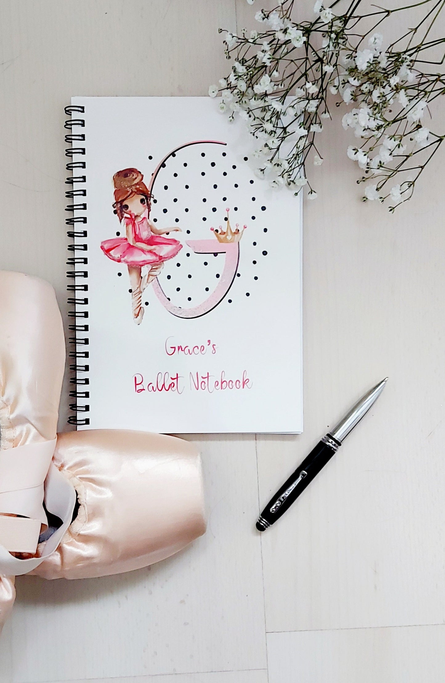 Personalised ballet notebook, cute ballerina, ballerina notebook, A5 notebook, Dance gift, ballet present, daughter, personalised gift
