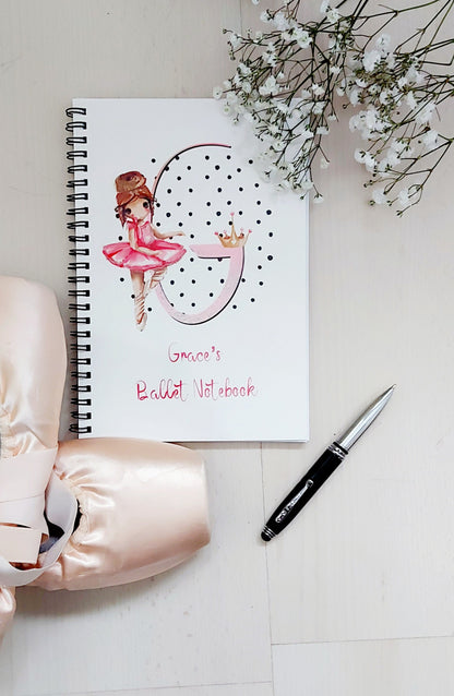 Personalised ballet notebook, cute ballerina, ballerina notebook, A5 notebook, Dance gift, ballet present, daughter, personalised gift