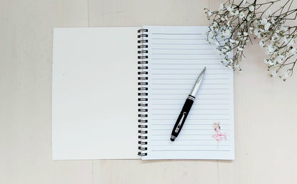Personalised ballet notebook, cute ballerina, ballerina notebook, A5 notebook, Dance gift, ballet present, daughter, personalised gift