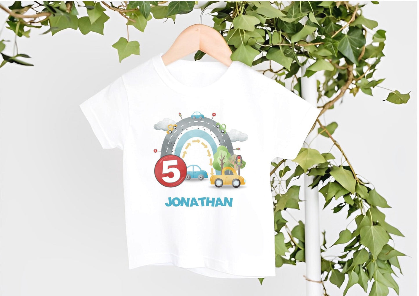 Boy's Car Birthday T-Shirt: personalised Age Shirt