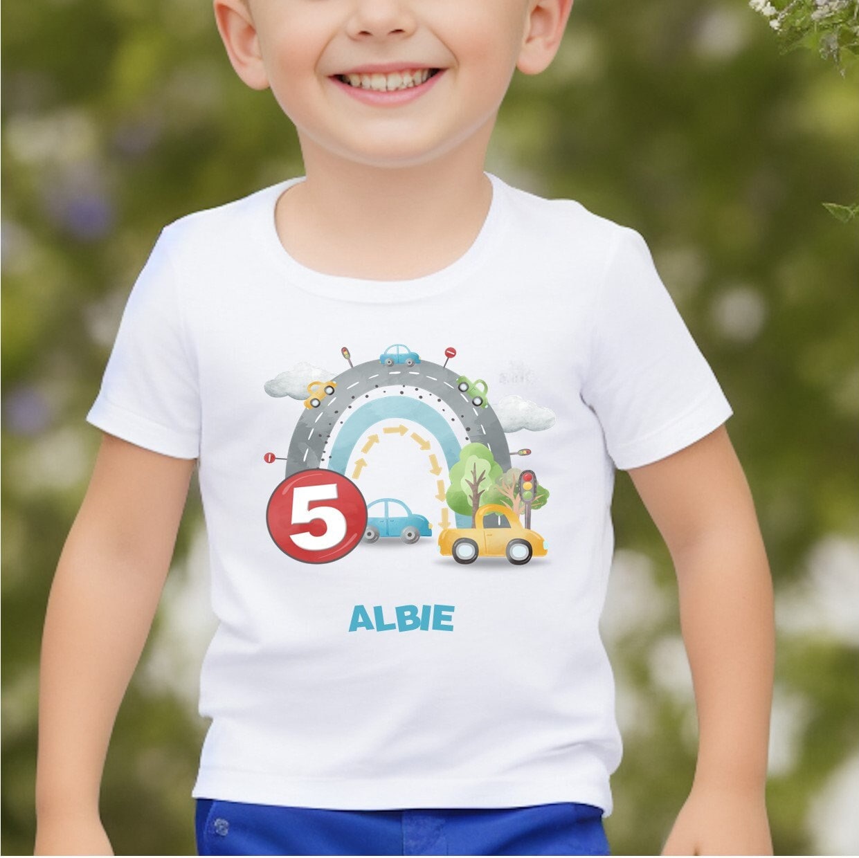 Boy's Car Birthday T-Shirt: personalised Age Shirt