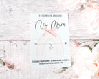 New Mum Wish Bracelet: Pink Cord, Baby Feet Charm
