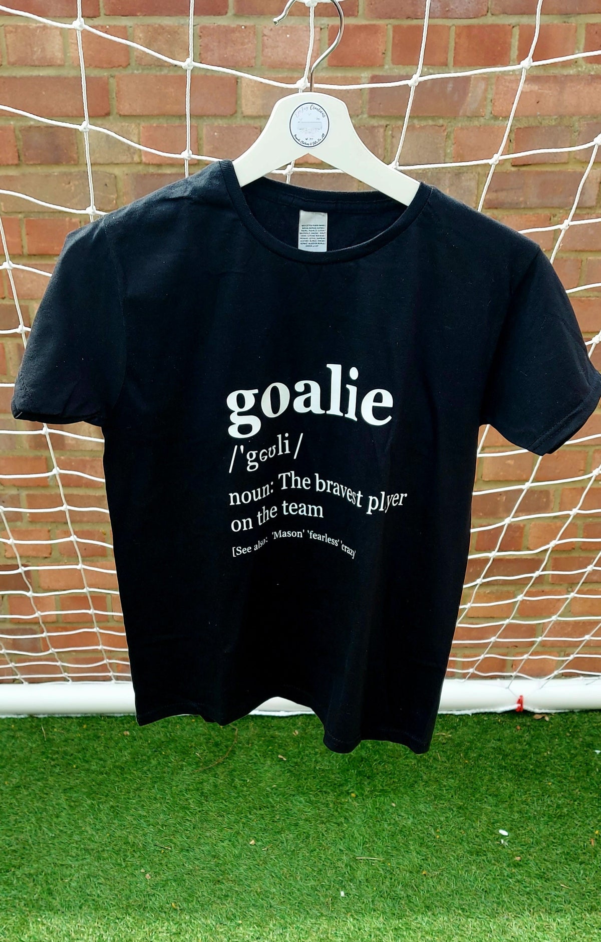 Personalised Goalie Definition T-shirt, Football Goalie Gift, Custom Football Goalkeeper Tee, Sports Fan Gift, gift for goalkeeper