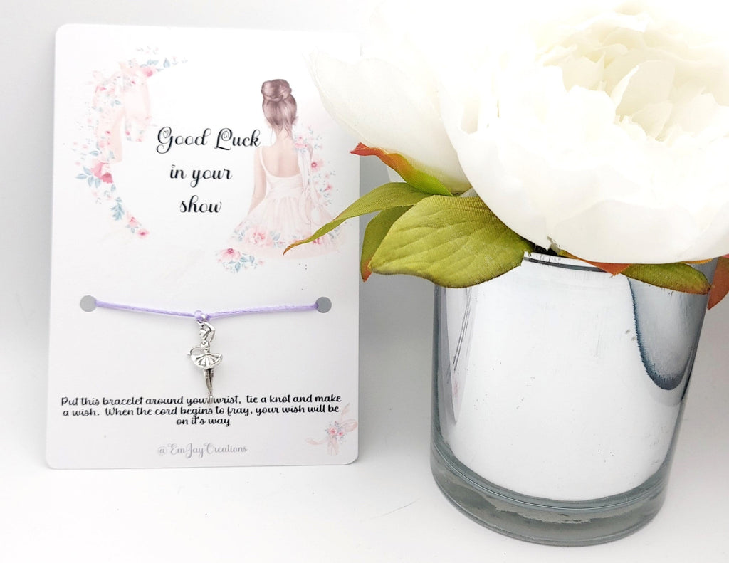 Good Luck in your dance show Ballerina Wish Bracelet, Dance Show Gift, dance show good luck gift