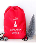 Lapland 2026 Personalised Drawstring Bag: Christmas Tree or Snowflake