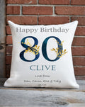 Personalised 80th Birthday Cushion, men's 80th birthday cushion, 80th birthday gift for him