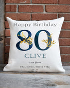 Personalised 80th Birthday Cushion, men's 80th birthday cushion, 80th birthday gift for him
