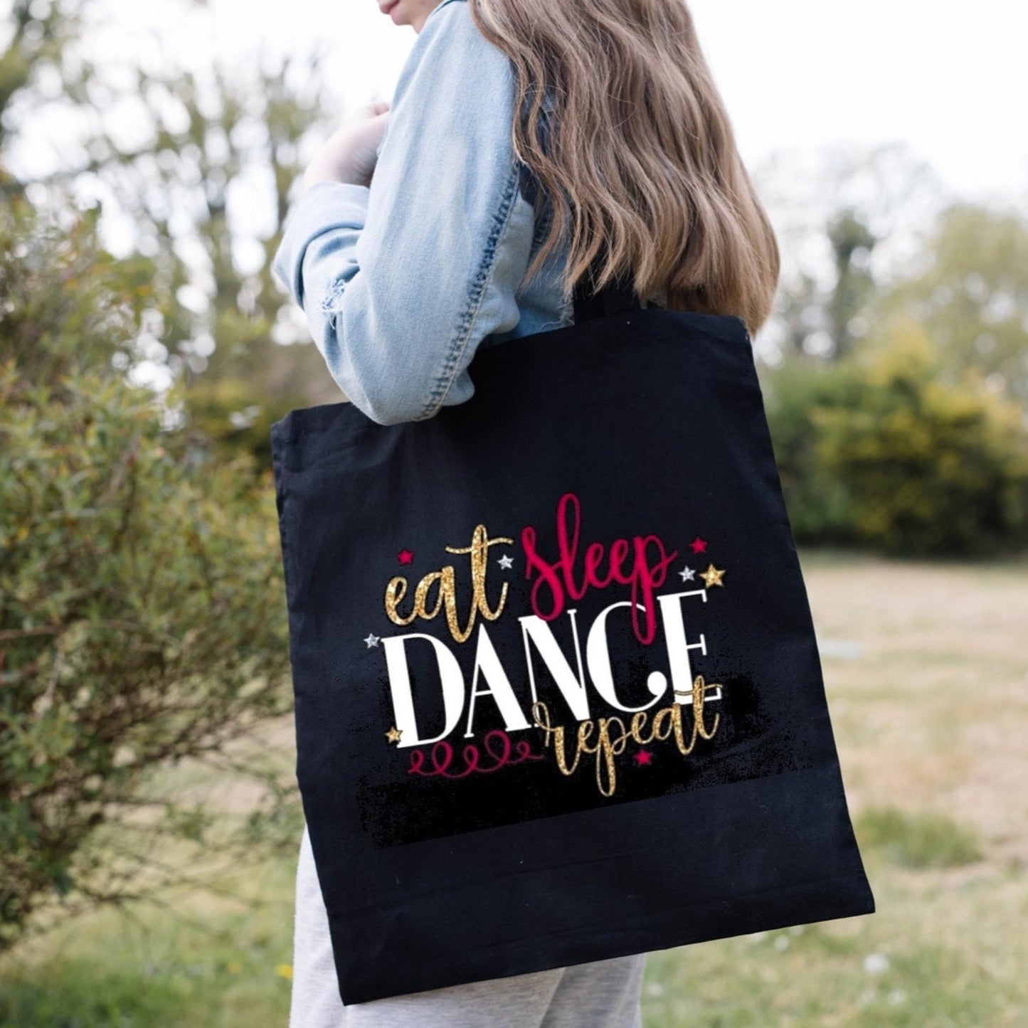 Personalised Eat Sleep Dance Repeat cotton tote bag