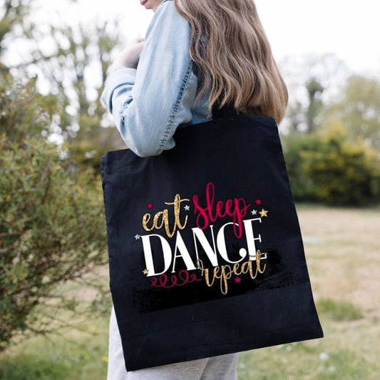 Personalised Eat Sleep Dance Repeat cotton tote bag