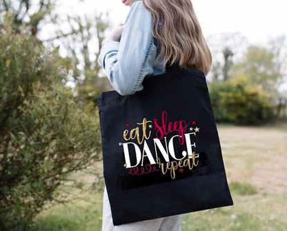 Personalised dance bag,  cotton tote bag, gift for a dancer, stocking filler, dance gift, shopping bag, eat sleep dance repeat bag