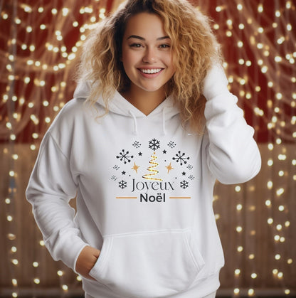Joyeux Noel Christmas Hoodie, Christmas hoodie, White & Gold Christmas hoodie, Christmas jumper 2025