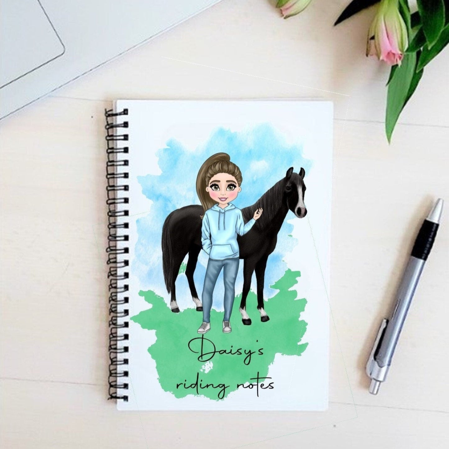 Personalised horse riding notebook