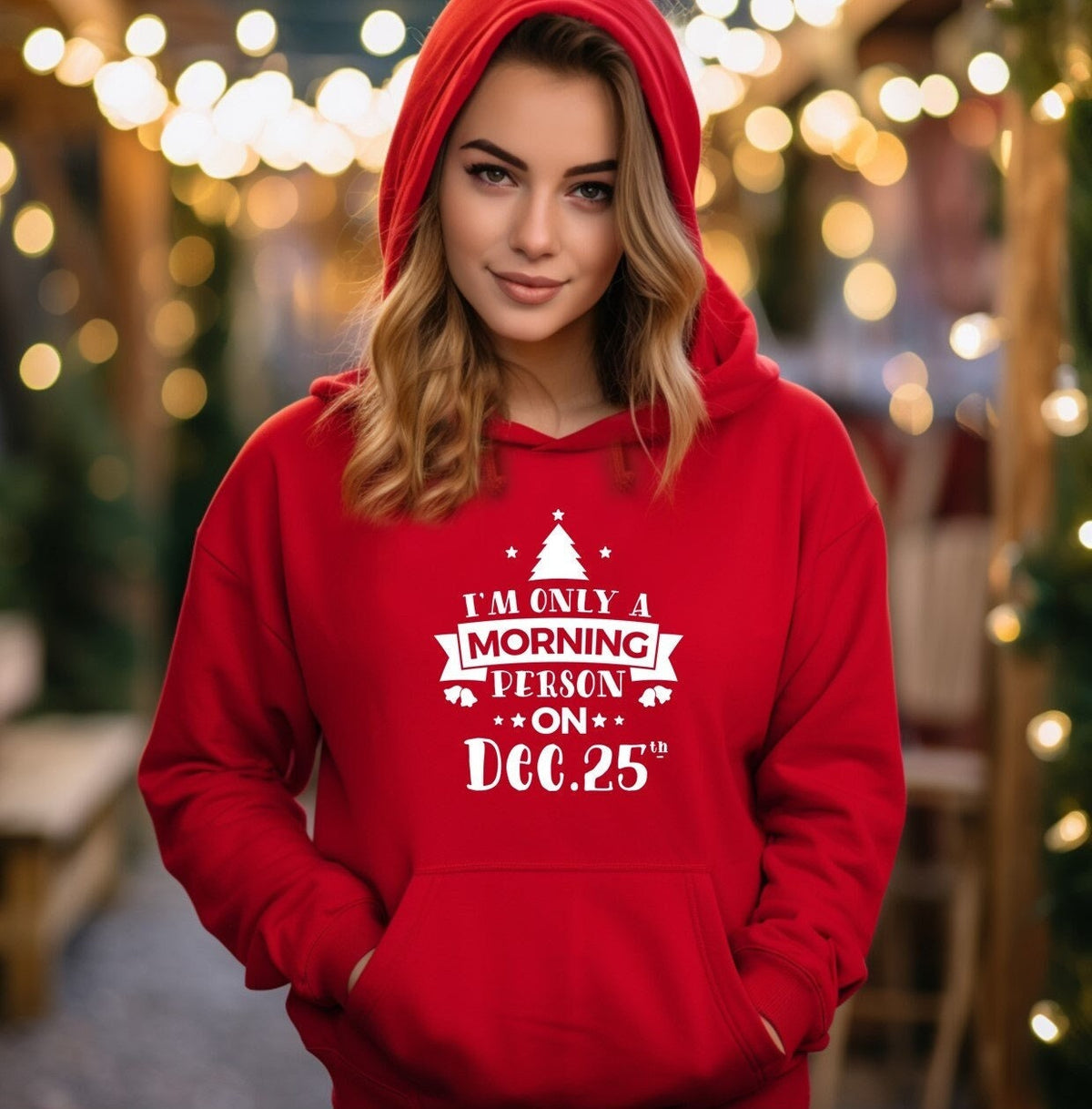 Funny Christmas Hoodie: I'm Only a Morning Person on December 25th