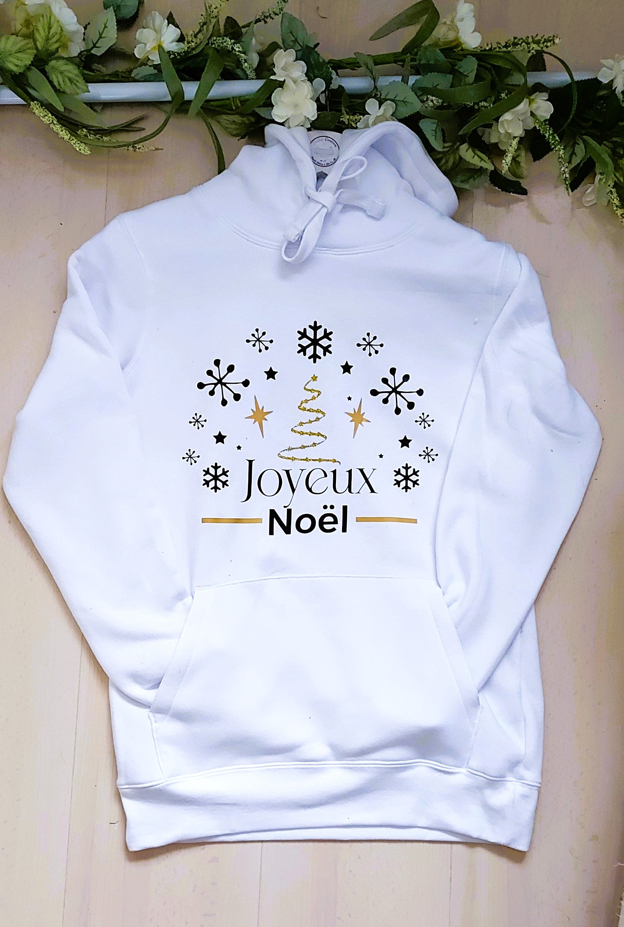 Joyeux Noel Christmas Hoodie, Christmas hoodie, White & Gold Christmas hoodie, Christmas jumper 2025