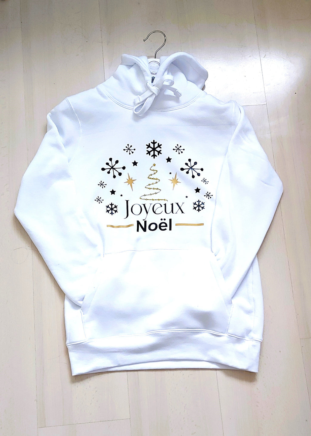 Joyeux Noel Christmas Hoodie, Christmas hoodie, White & Gold Christmas hoodie, Christmas jumper 2025