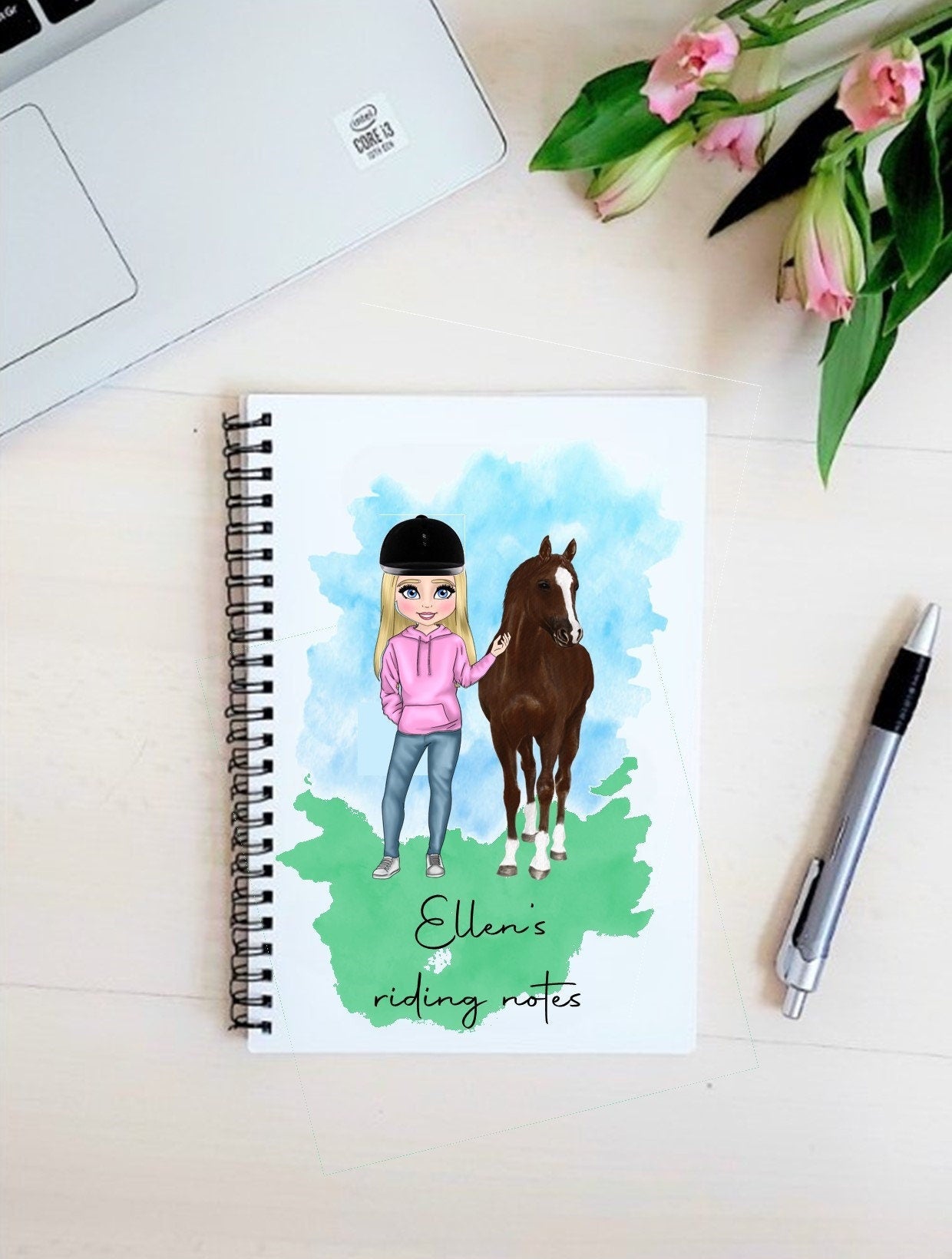 Personalised horse riding notebook