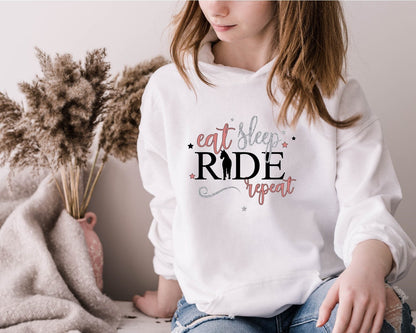 personalised Horse Riding Hoodie: Glittery Equestrian Gift