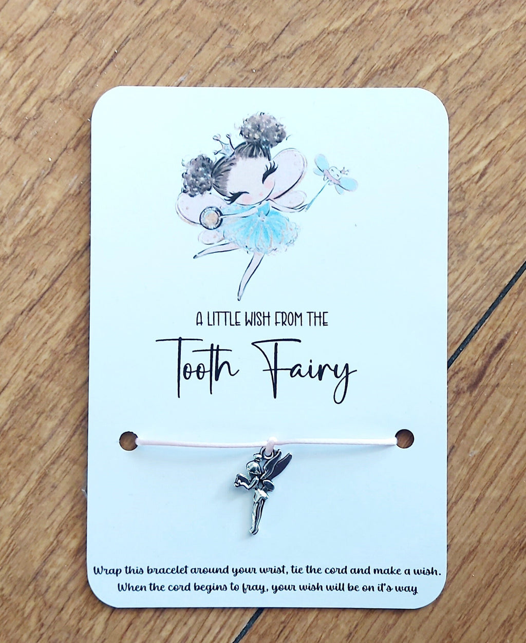 personalised Tooth Fairy Wish Bracelet: Tibetan Silver Fairy Charm