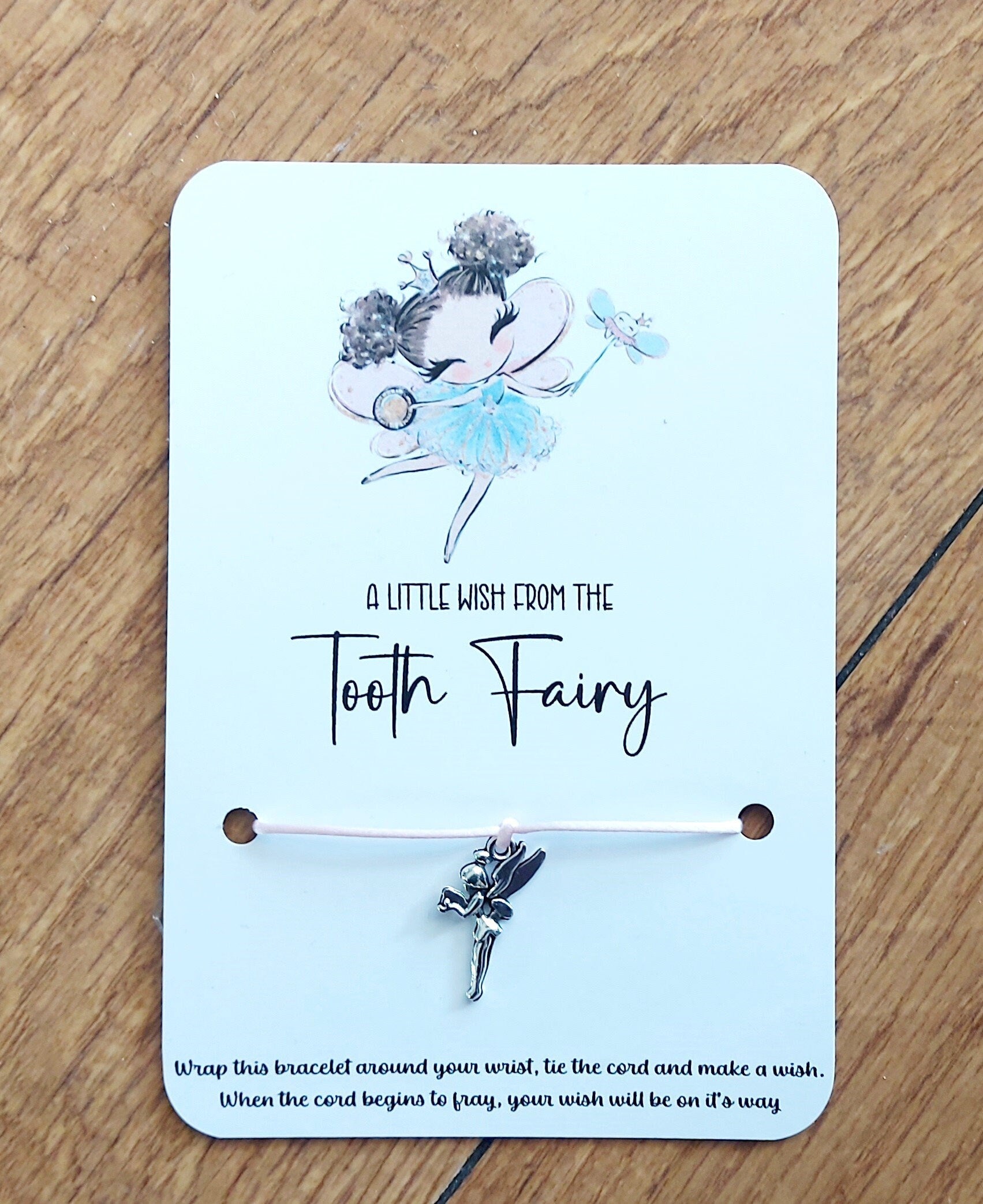 personalised Tooth Fairy Wish Bracelet: Tibetan Silver Fairy Charm