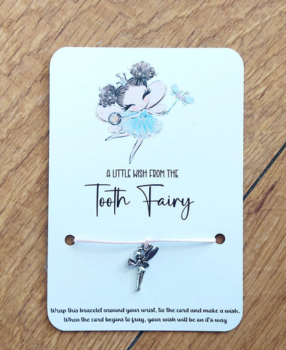 personalised Tooth Fairy Wish Bracelet: Tibetan Silver Fairy Charm
