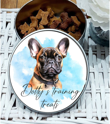 Personalised French Bulldog Treat Tin, frenchie treat tin, french bulldog biscuits