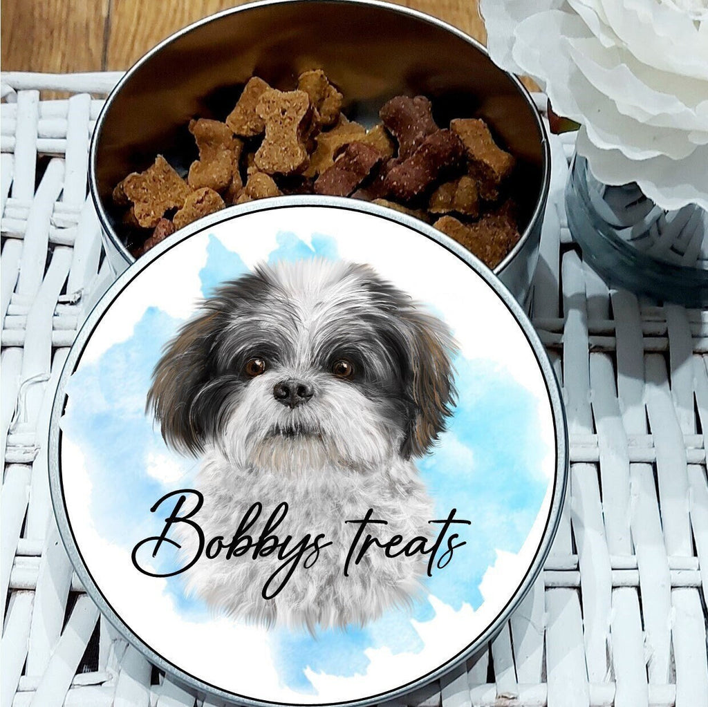 Personalised Shih Tzu Treat Tin: Watercolor Dog Gift