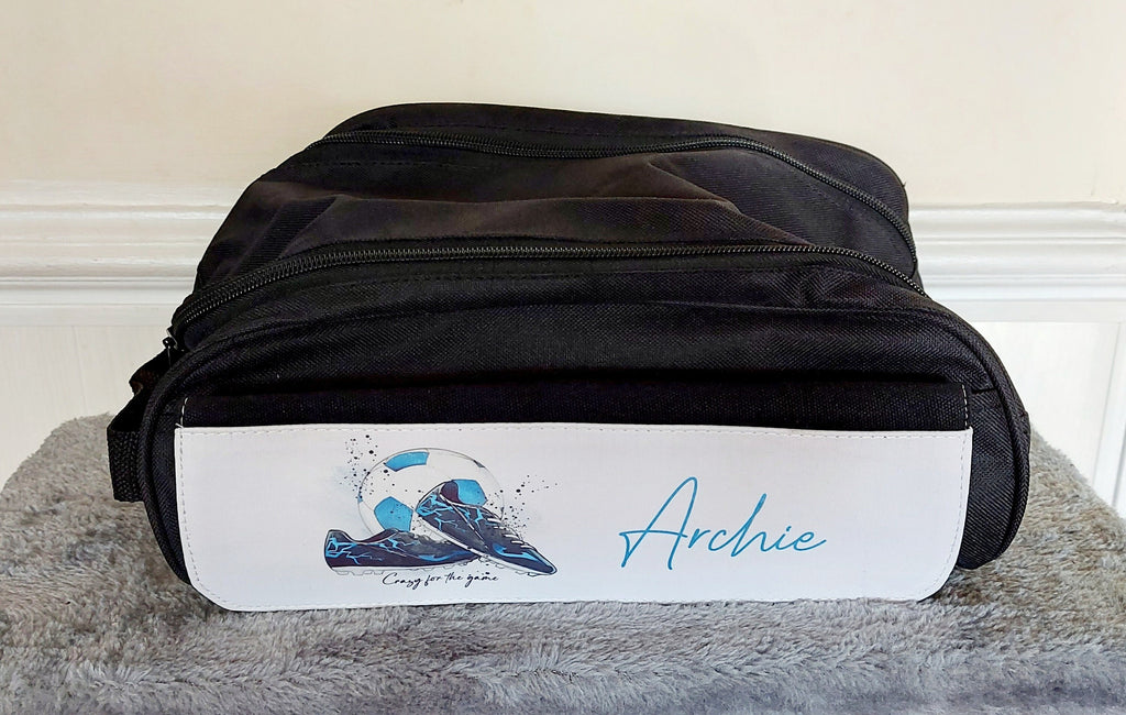 Personalised Football Boot Bag, sports shoe storage, gift for a footballer, football gift for him