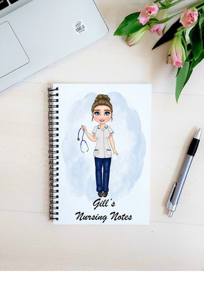 Personalised nurse notebook, nurse notes, notebook for a nurse, A5 notebook, personalised gift for Nurse