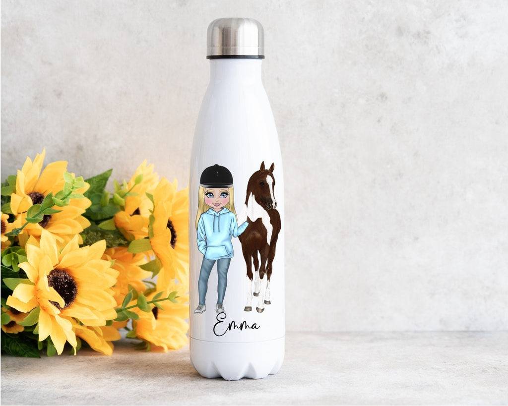 Personalised Horse Rider Water Bottle, gift for horse riding, horseriding water bottle, personalised horse water bottle