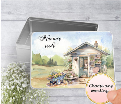 personalised Garden Shed Seed Storage Tin: Gardening Gift
